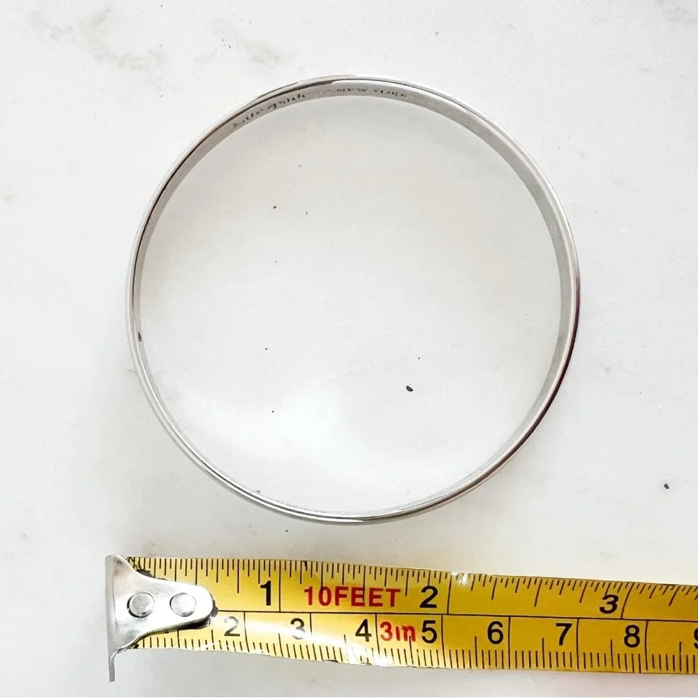 Kate Spade New York Silver Tone Engraved Bangle Bracelet Minimalist Classic